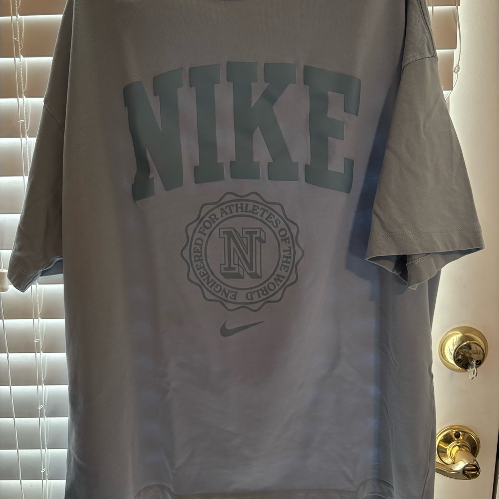 Nike Women's Oversized Short-Sleeve Logo T-Shirt in Light Blue